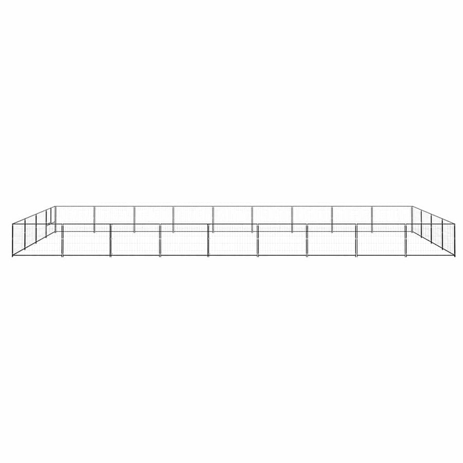 Dog Kennel Black 36 m² Steel