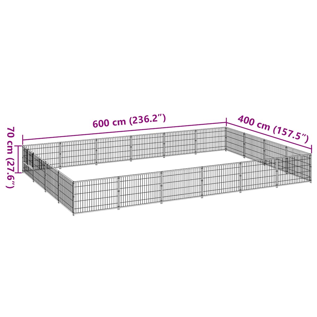 Dog Kennel Silver 24 m? Steel