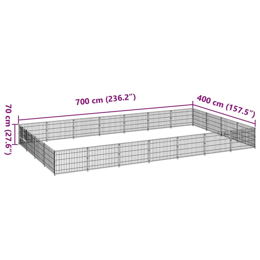 Dog Kennel Silver 28 m? Steel