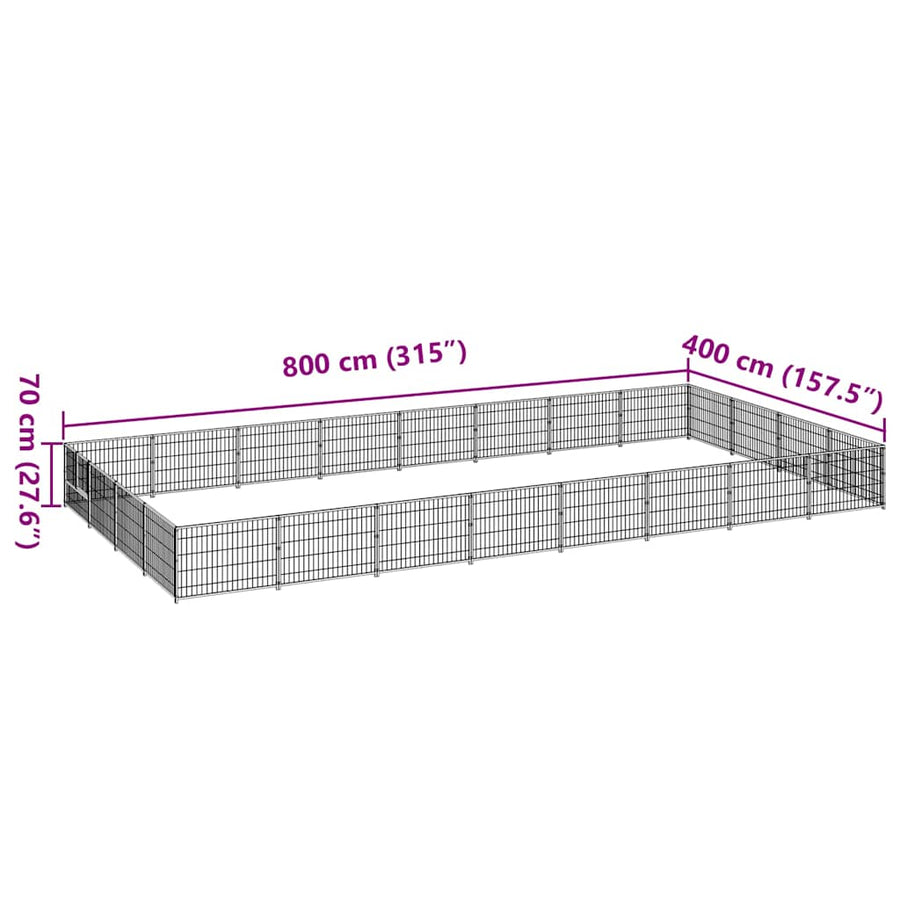 Dog Kennel Silver 32 m² Steel