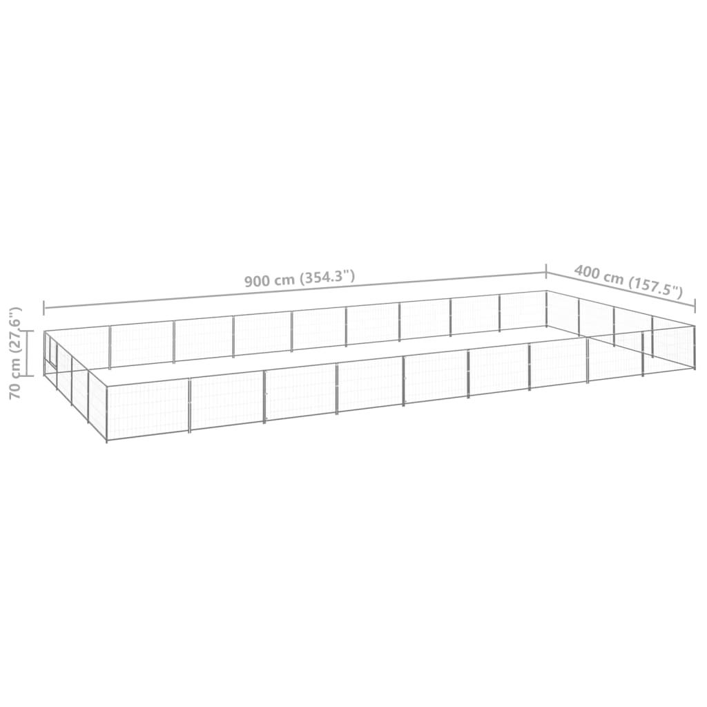 Dog Kennel Silver 36 m? Steel