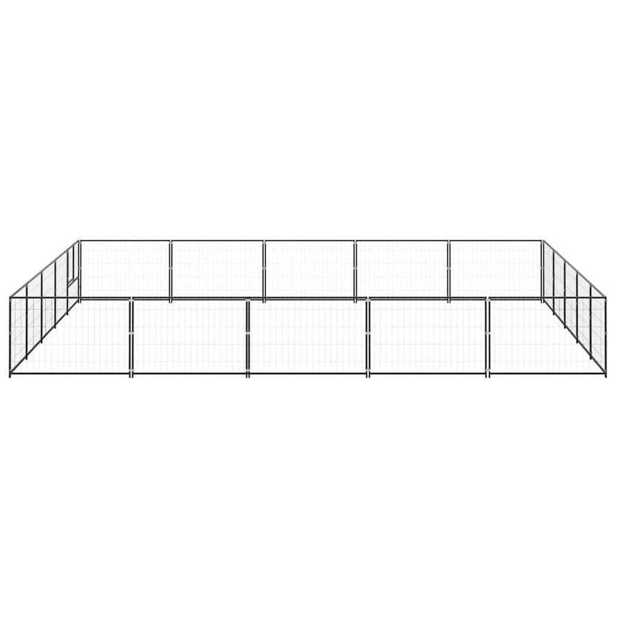 Dog Kennel Black 25 m² Steel