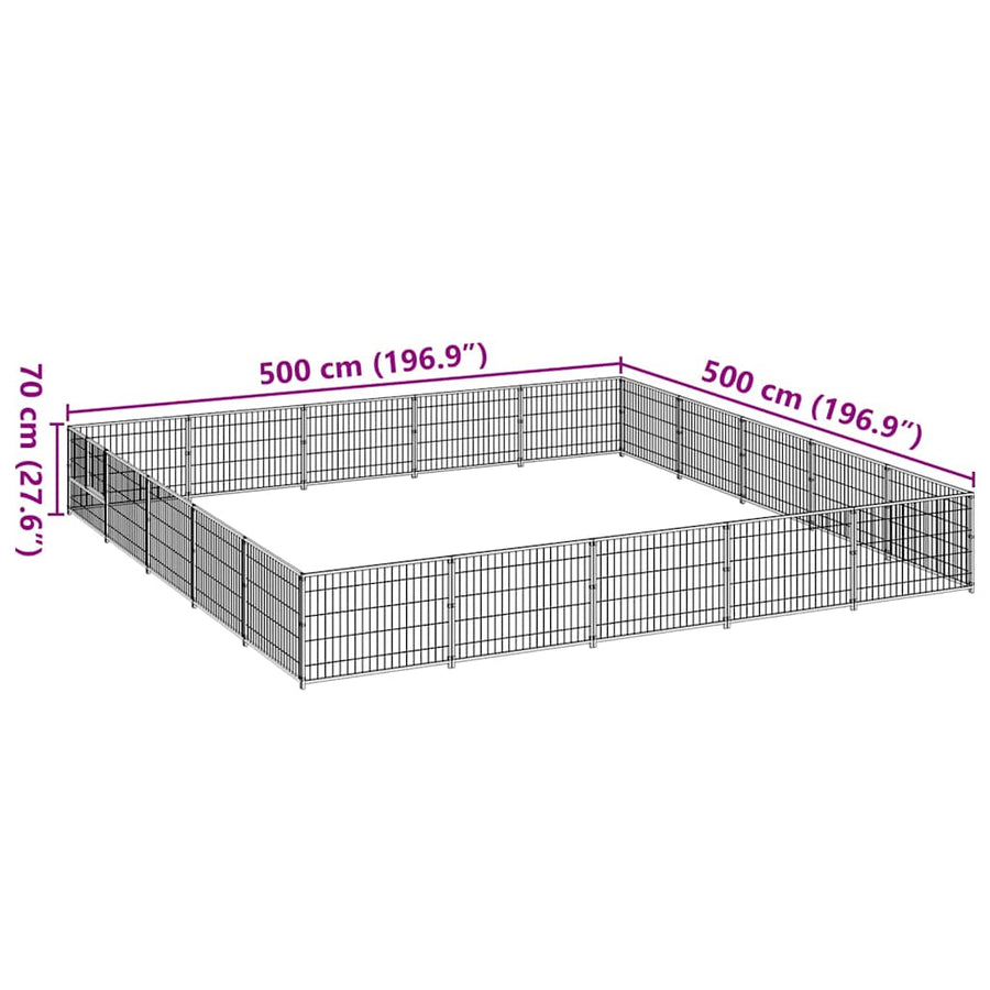 Dog Kennel Black 25 m² Steel