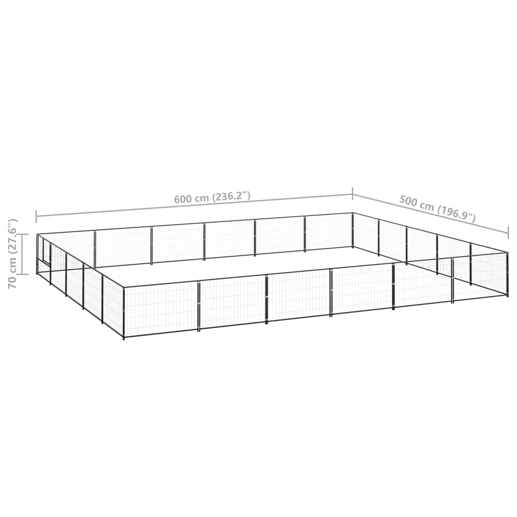 Dog Kennel Black 30 m? Steel