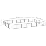 Dog Kennel Black 35 m² Steel - Rear View