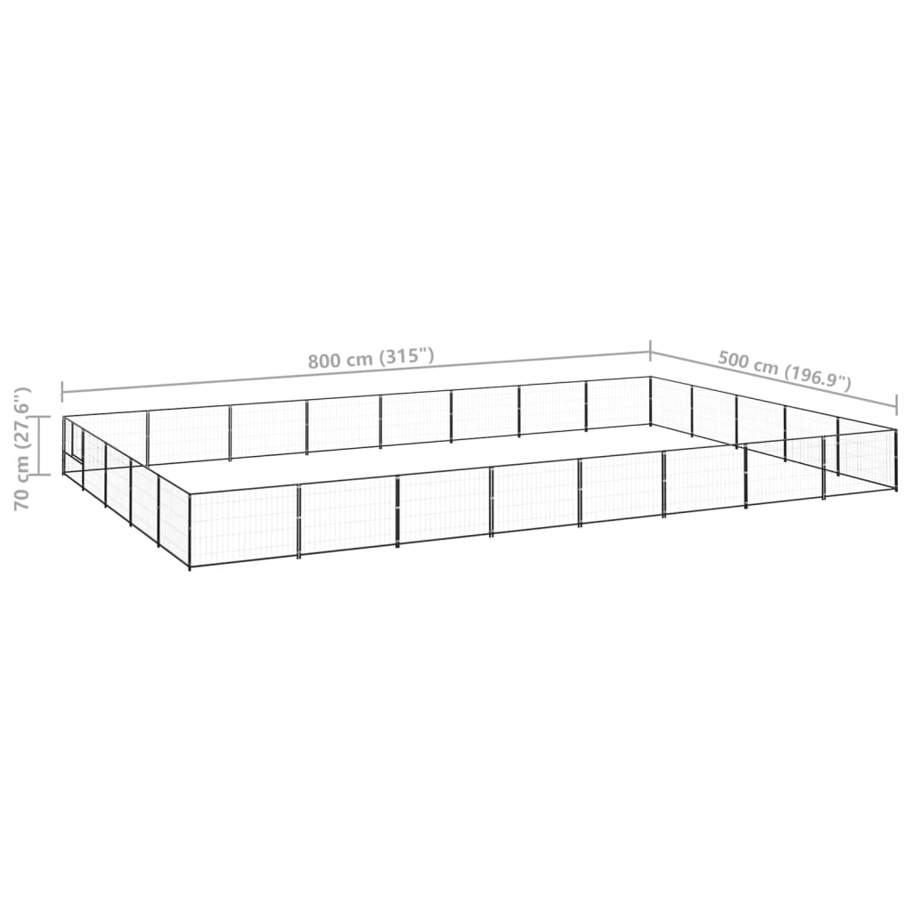 Dog Kennel Black 40 m? Steel