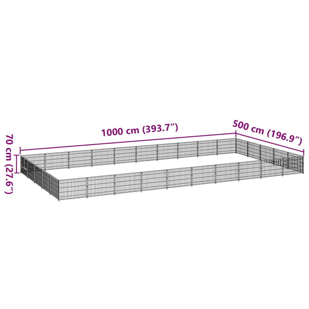 Dog Kennel Black 50 m? Steel