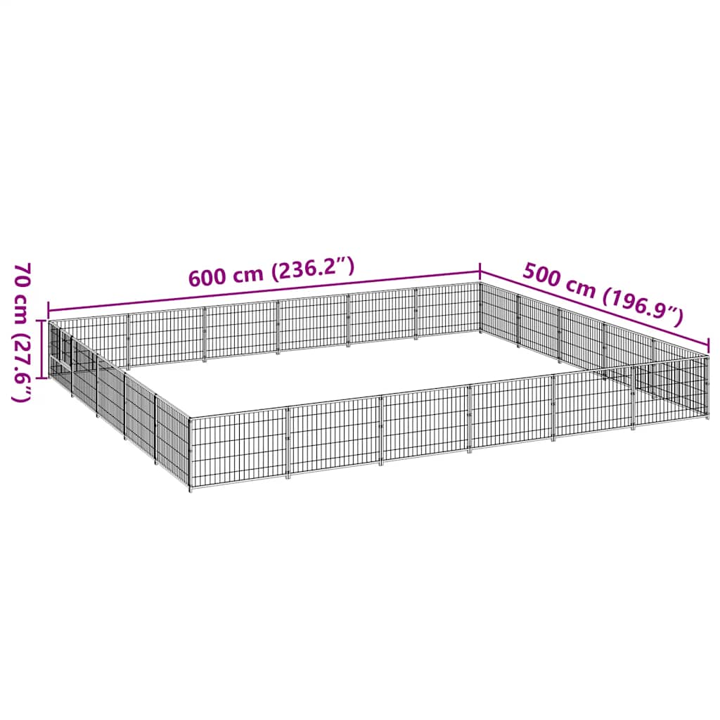 Dog Kennel Silver 30 m? Steel