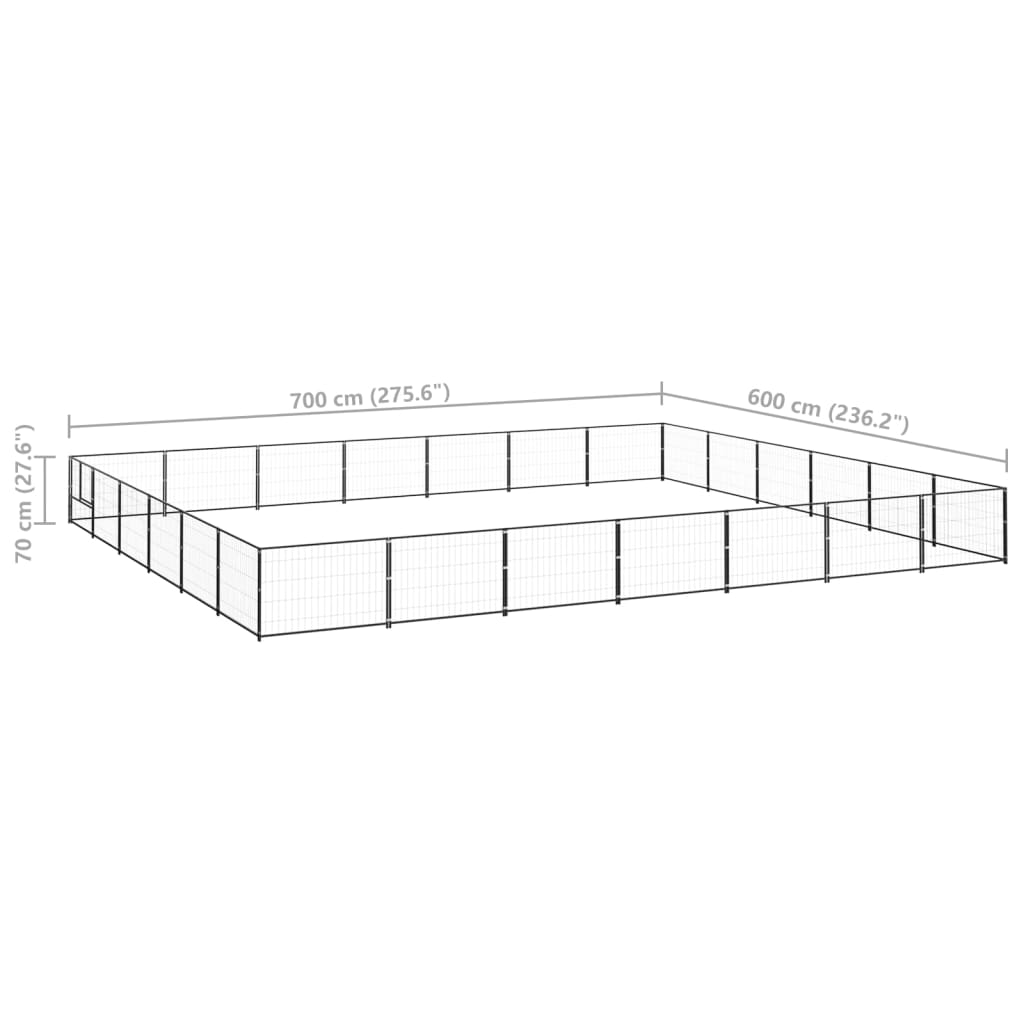 Dog Kennel Black 42 m? Steel