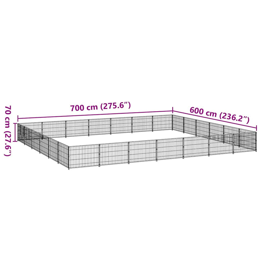 Dog Kennel Black 42 m² Steel