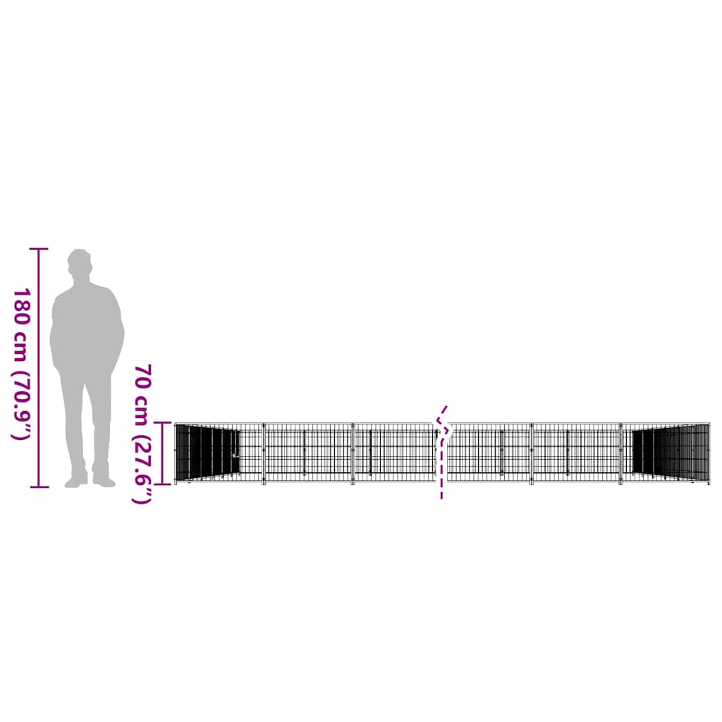 Dog Kennel Black 42 m? Steel