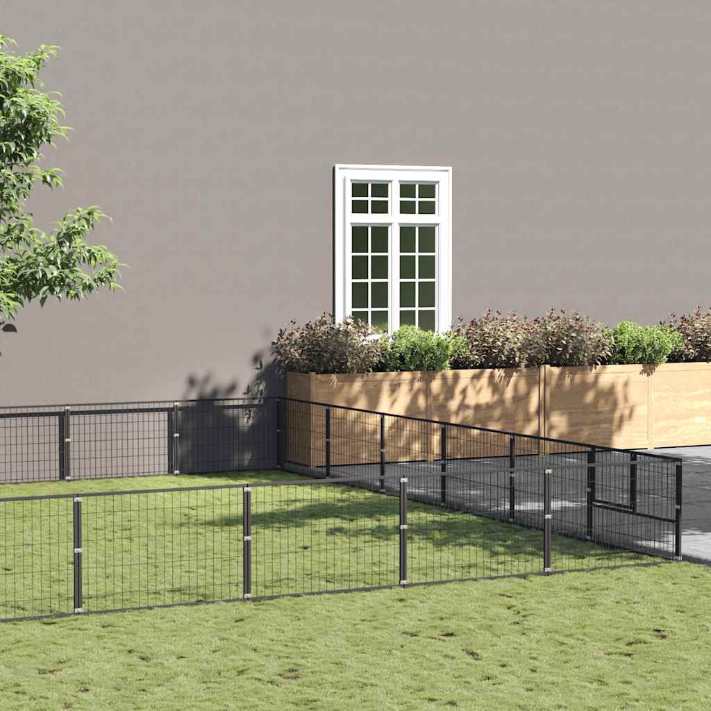 Dog Kennel Black 42 m? Steel