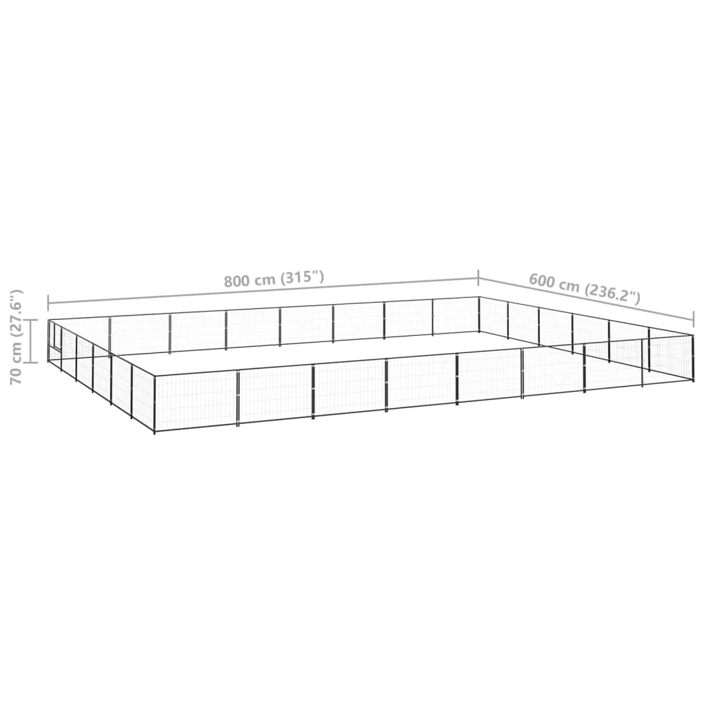 Dog Kennel Black 48 m? Steel