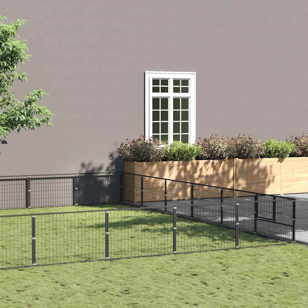 Dog Kennel Black 54 m? Steel
