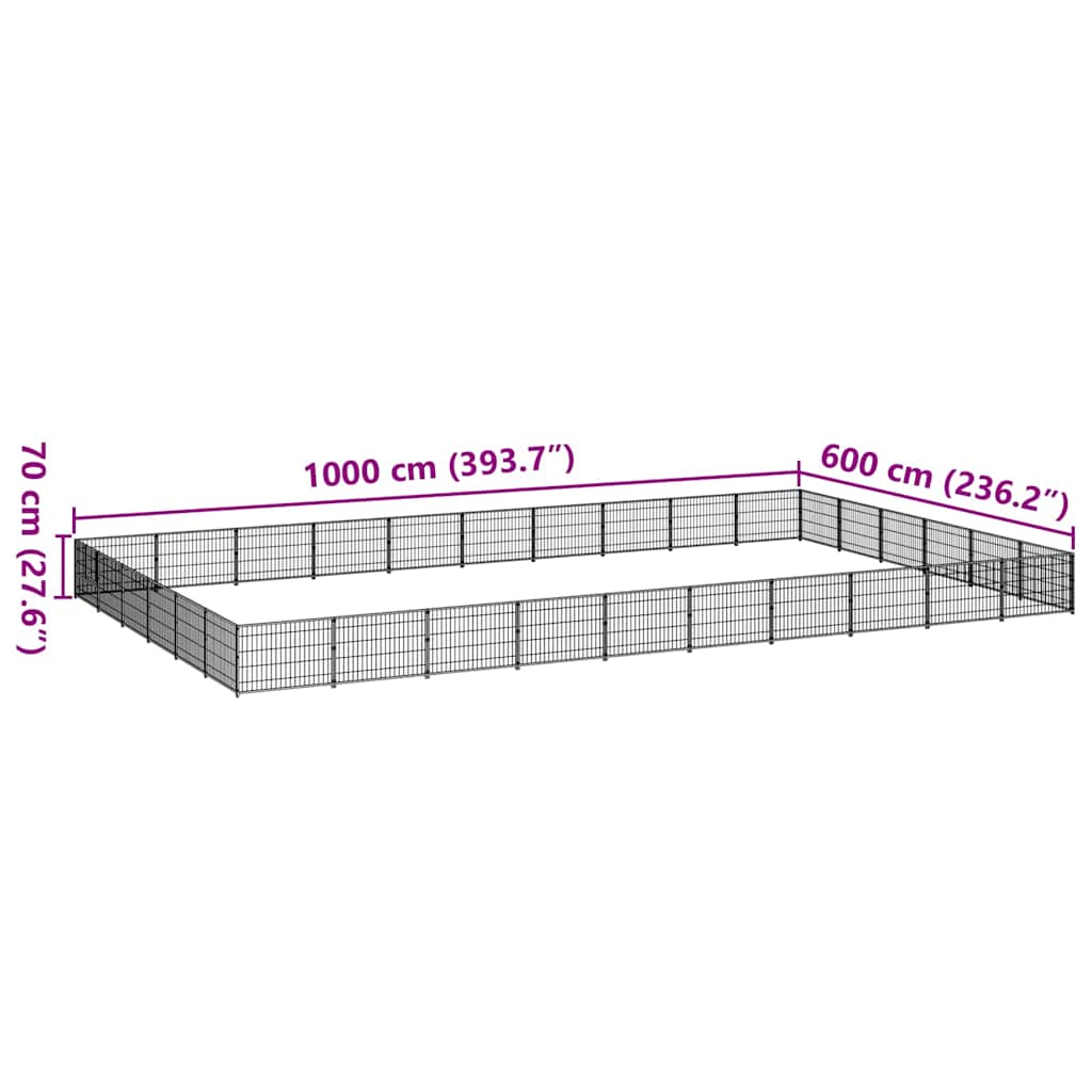 Dog Kennel Black 60 m? Steel