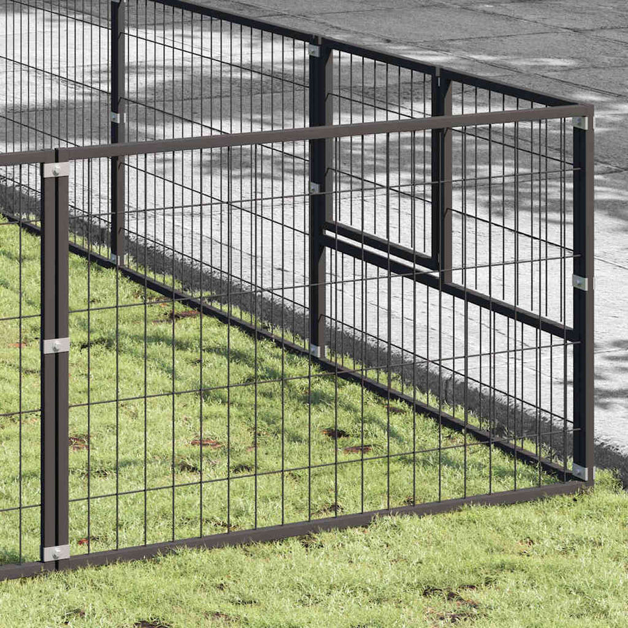 Dog Kennel Black 56 m² Steel