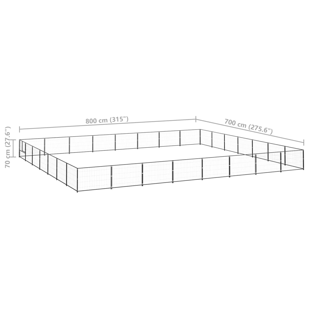 Dog Kennel Black 56 m? Steel