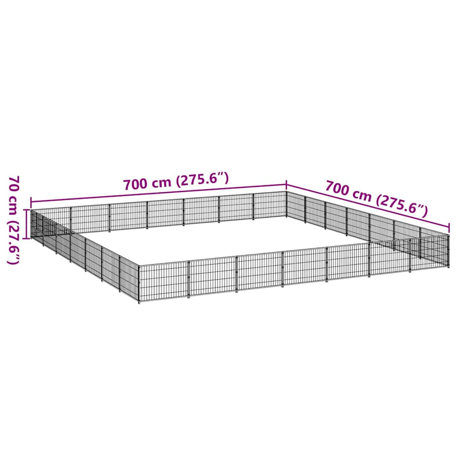 Dog Kennel Silver 49 m² Steel