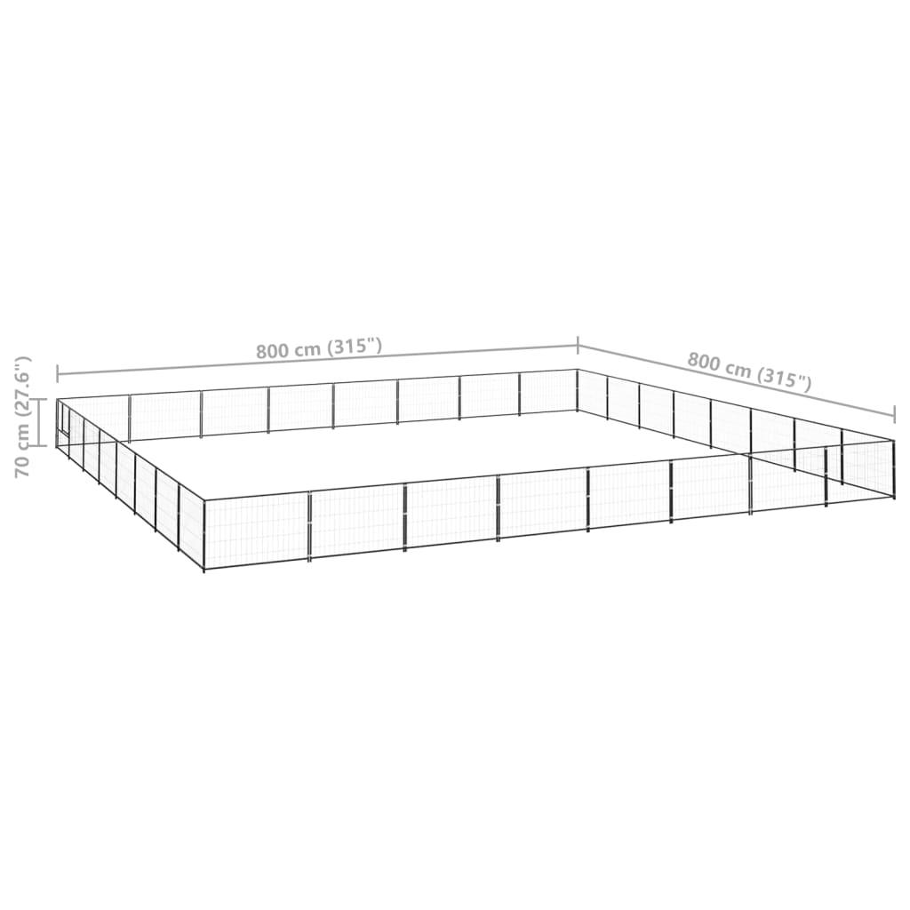 Dog Kennel Black 64 m? Steel