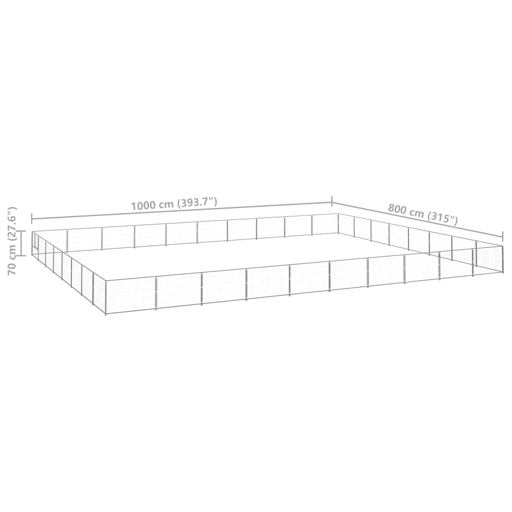 Dog Kennel Silver 80 m? Steel