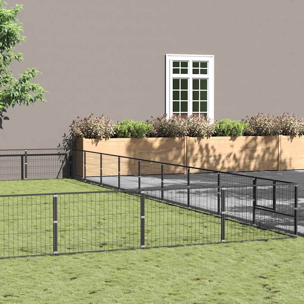 Dog Kennel Black 81 m? Steel