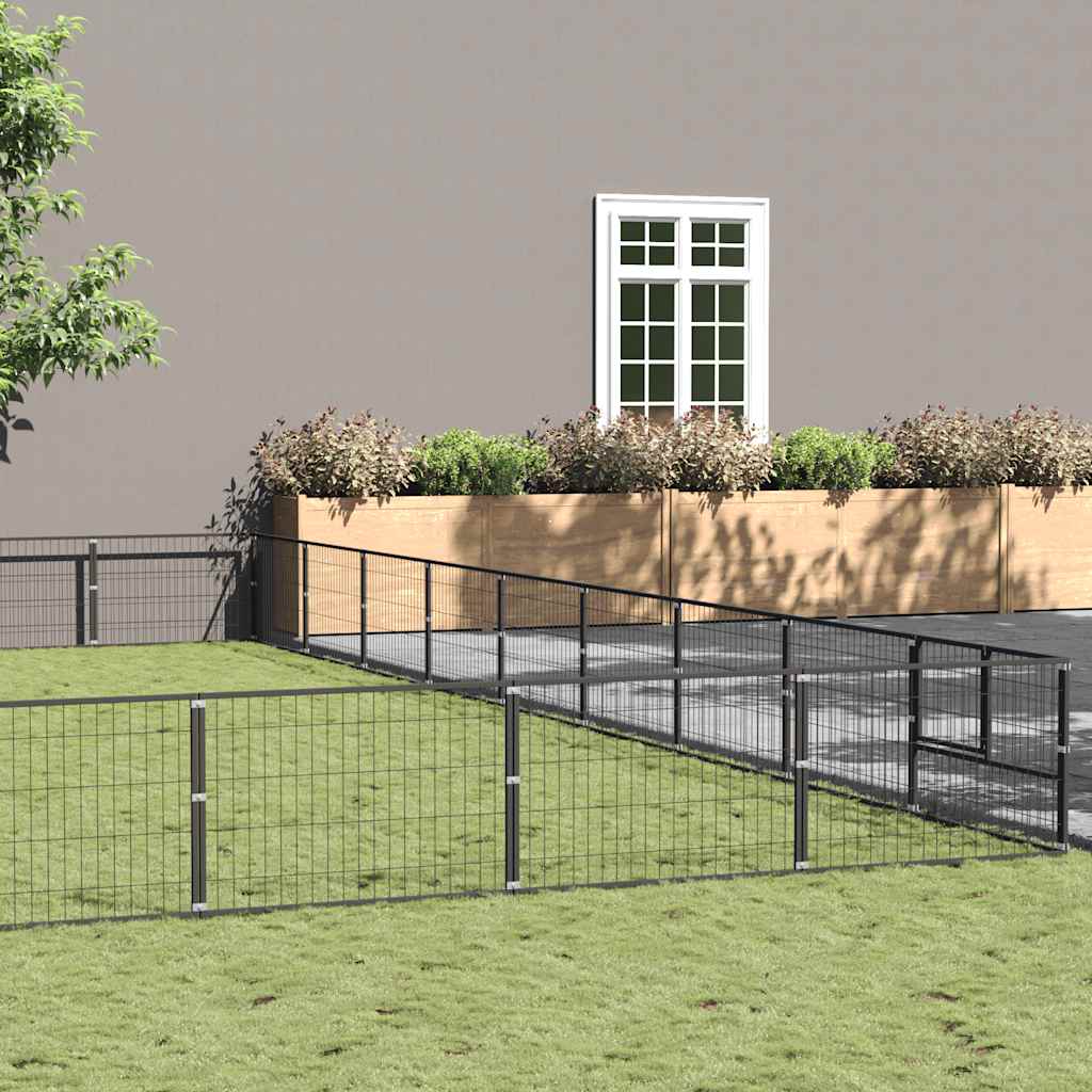 Dog Kennel Black 90 m? Steel