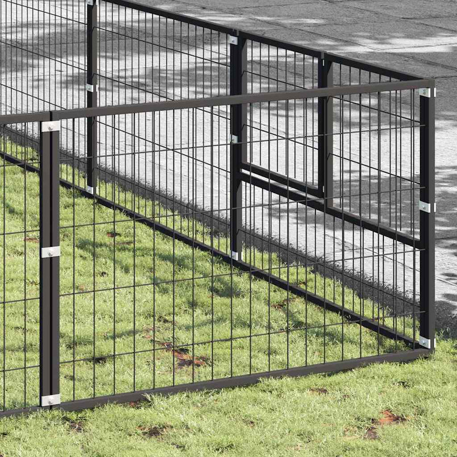 Dog Kennel Black 100 m² Steel