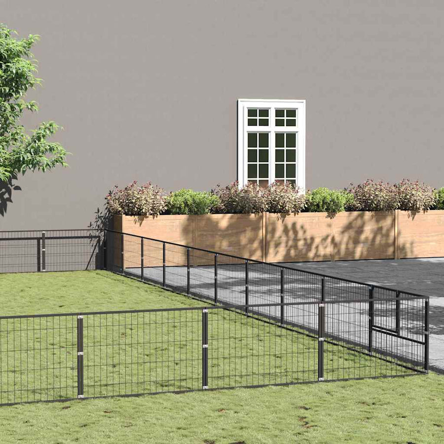 Dog Kennel Black 100 m² Steel