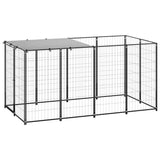 Dog Kennel Black 2.42 m² Steel