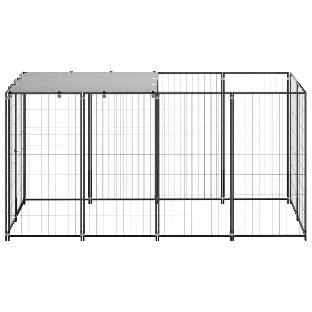 Dog Kennel Black 2.42 m? Steel