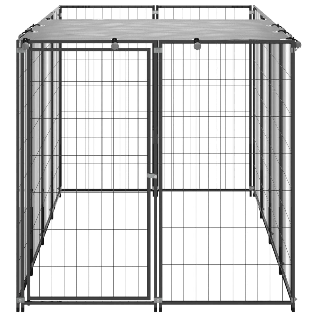 Dog Kennel Black 2.42 m? Steel