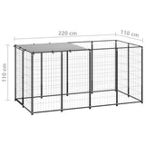 Dog Kennel Black 2.42 m? Steel
