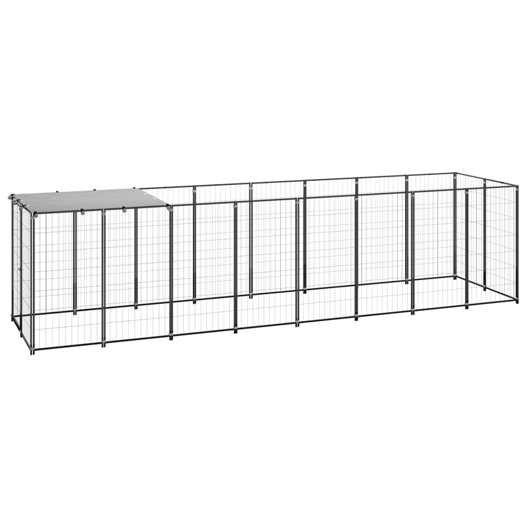 Dog Kennel Black 4.84 m? Steel