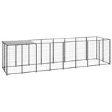 Dog Kennel Black 4.84 m? Steel