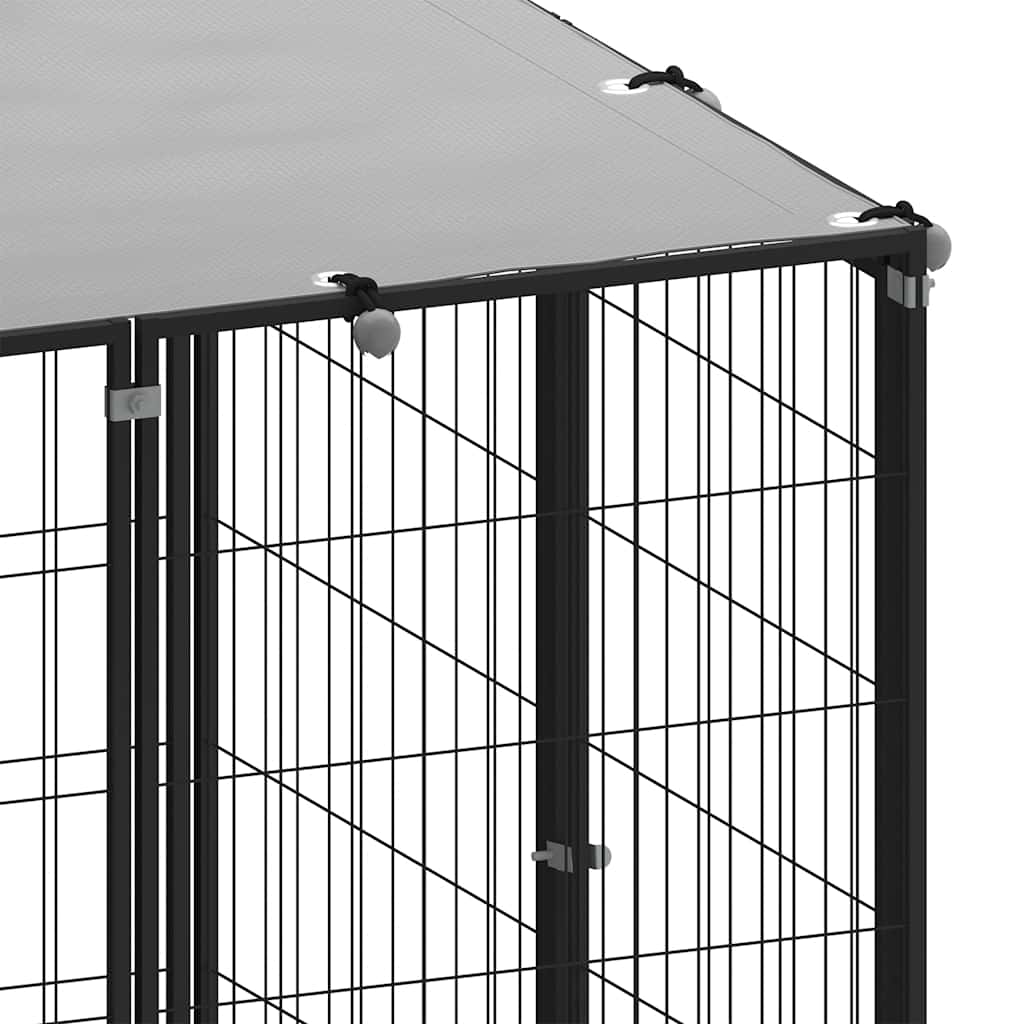 Dog Kennel Black 4.84 m? Steel