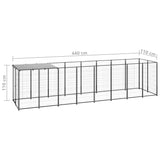 Dog Kennel Black 4.84 m² Steel - Rear View