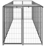 Dog Kennel Black 6.05 m² Steel - Side View