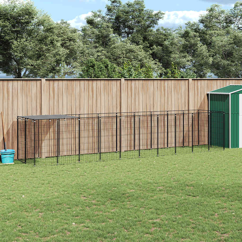Dog Kennel Black 6.05 m? Steel
