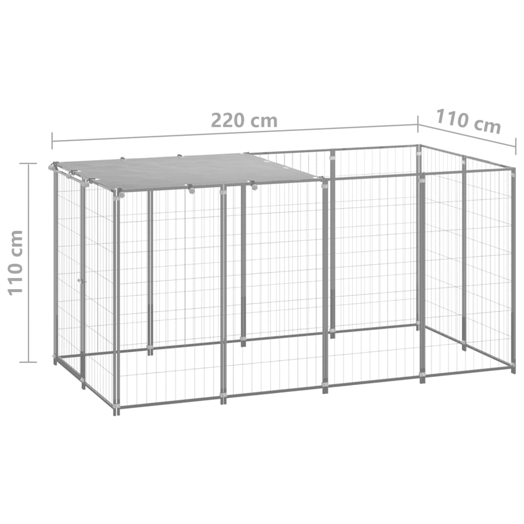 Dog Kennel Silver 2.42 m? Steel