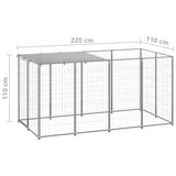 Dog Kennel Silver 2.42 m² Steel - Rear View