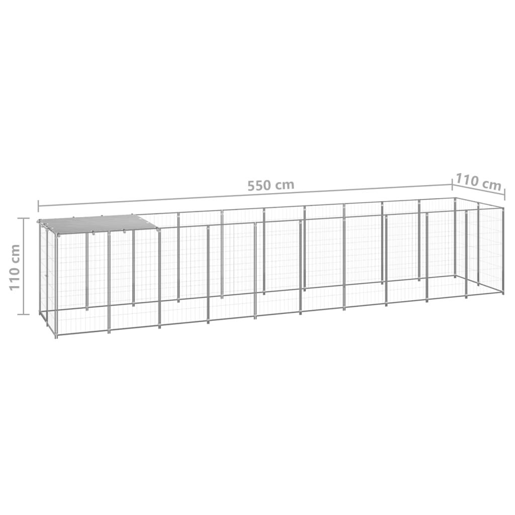 Dog Kennel Silver 6.05 m? Steel