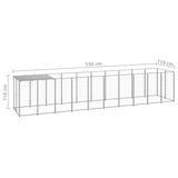 Dog Kennel Silver 6.05 m² Steel - Rear View