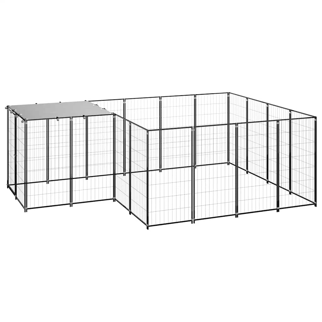 Dog Kennel Black 6.05 m? Steel