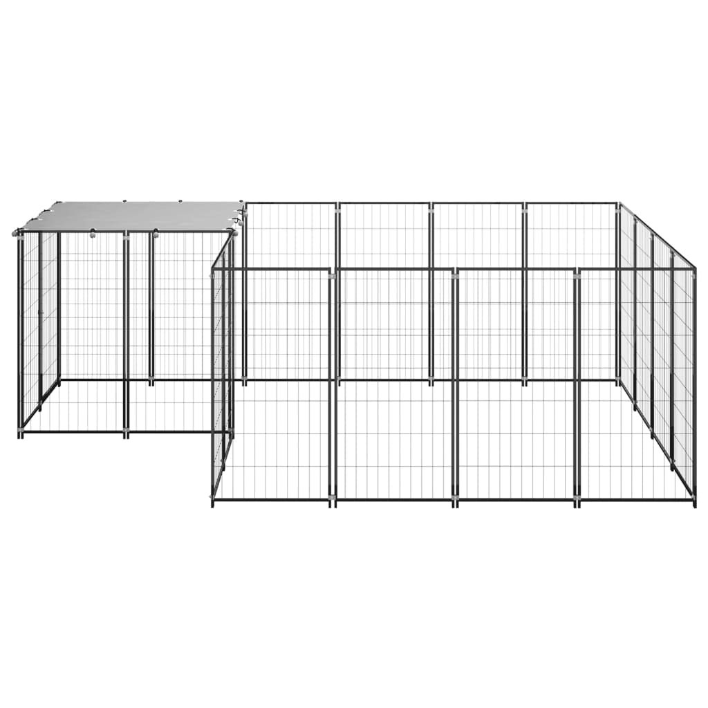 Dog Kennel Black 6.05 m? Steel
