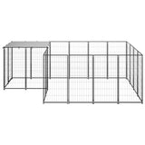 Dog Kennel Black 6.05 m² Steel - Front View