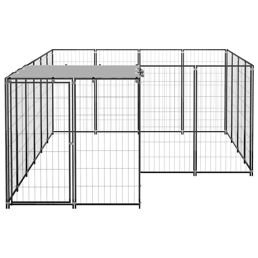Dog Kennel Black 6.05 m? Steel