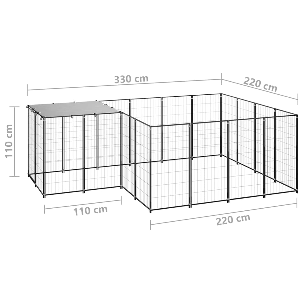 Dog Kennel Black 6.05 m? Steel