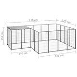 Dog Kennel Black 6.05 m² Steel - Rear View