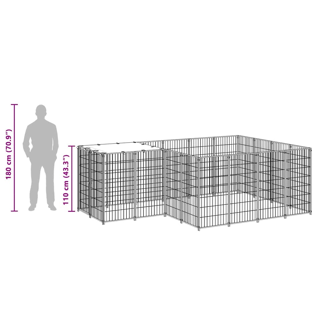 Dog Kennel Black 6.05 m? Steel