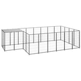 Dog Kennel Black 8.47 m? Steel
